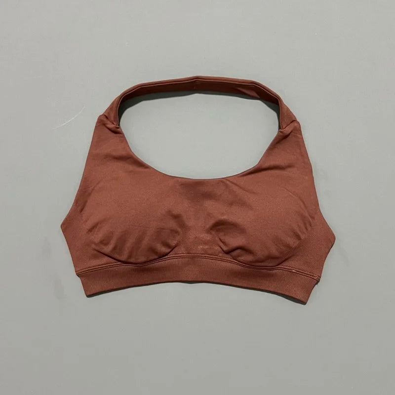 Sports Bra Women Seamless Yoga Halter Bra Top High Support Open Back Bra Fitness Push-up Activewear Workout Gym Underwear
