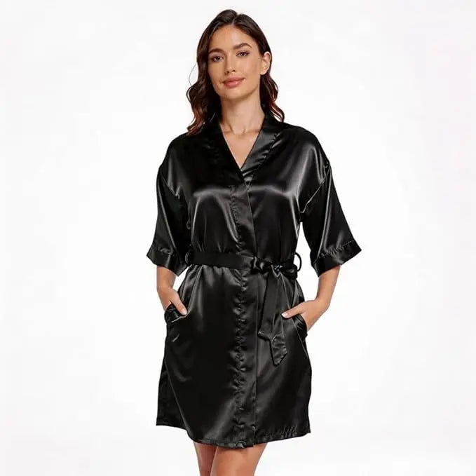 Women's Pure Short Silky Robes Bridesmaid Bride Party | SAMAG
