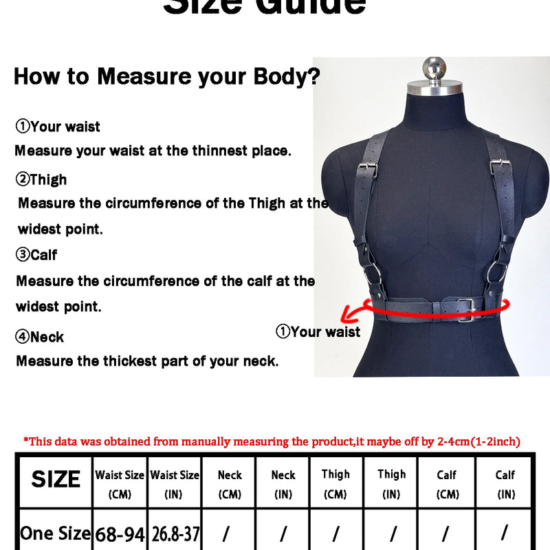 Women Fashion PU Leather Harness Waist Belt Punk Studded Decorative Harness Straps Suspenders Gothic Clothing Accessorie