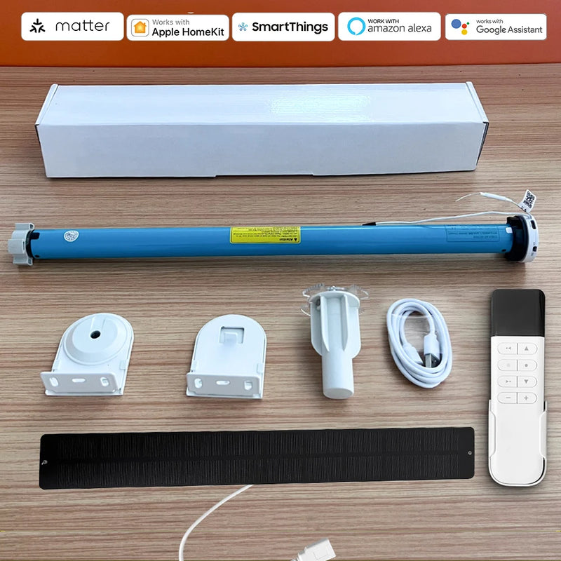 Matter Over Thread Smart Roller Shade Blinds Motor Built in Battery for 37mm 38mm Tube Homekit Google Home Smartthings  App