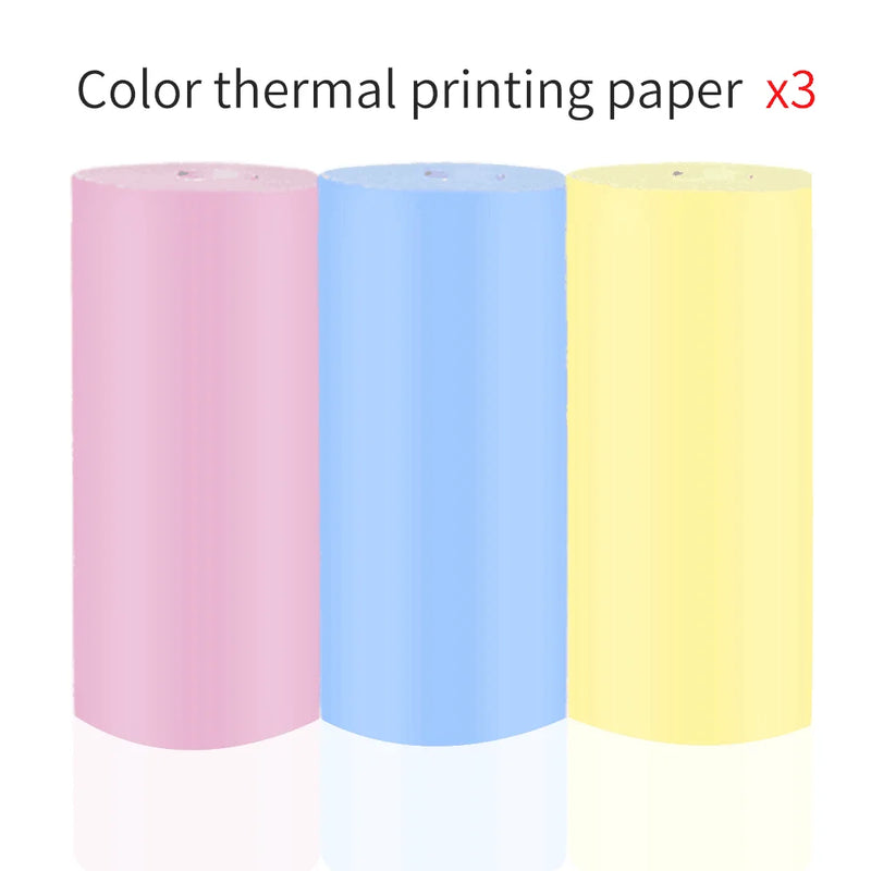57*25MM HD Mini Printer Thermal Paper Self-adhesive Roll Paper Label Sticker Photo Inkless Printing Portable Printer Color Paper