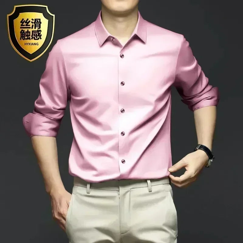 S-6XL Men's Long Sleeve Shirt Luxury Wrinkle Resistant | SAMAG