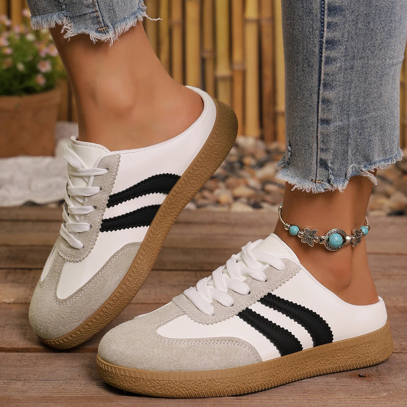 *Summer New Round Toe Thick Soled Comfortable Casual Slippers Fashionable and Sexy Lace Up Hot Selling M Ü Ller Shoes for Women