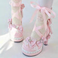 Original Sweet Lolita High Heels Big Size 42 Japanese Style Cosplay Women Leather Shoe Red Rhinestone Street Y2k Shoes Girl Cute