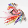 1 Pair Satin Silk Ribbon Shoelaces for Sneaker Shoe Laces Canvas Shoe Laces 2cm Width 80cm/100cm/120cm Length Shoelace