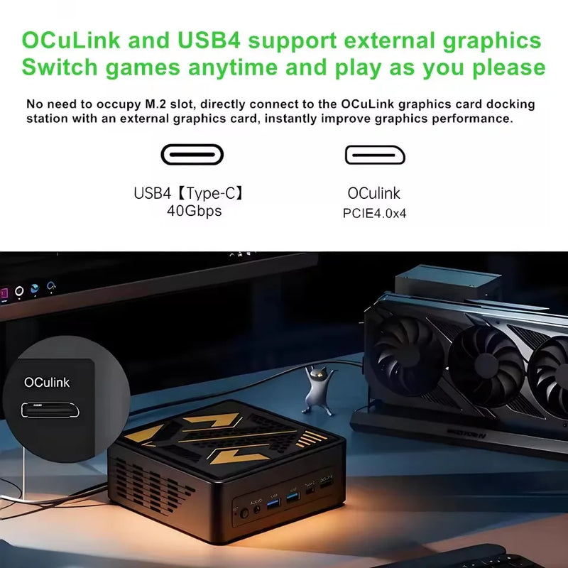 Topton OcuLink Mini PC Gamer AMD Ryzen AI 9 HX 470 370 7 PRO 360 USB4 2x2.5G LAN 2xM.2 PCIe Metal NUC Computer Windows 11 WiFi6E