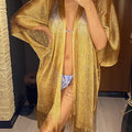 Sexy Cover Up Fringe Women Tassel Mesh Sheer Shiny Knitted Tunic Beach Cover-ups Beach Dress Beach Wear Beachwear Female