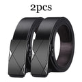2pcs Trendy Retro Men's Automatic Buckle Belt Simple Fashion Men's Business Casual Belt High Quality Men's Clothing Accessories