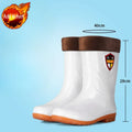 Men White Rain Boots Knee High Mid Calf Rubber Waterproof Winter Warm Outdoor Garden Fishing Work Shoes