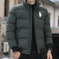 New Autumn Winter Men's Casual Down Jacket Outdoor Fashionable Stand Collar Short Warm Printed Zipper Coat Streetwear Parkas
