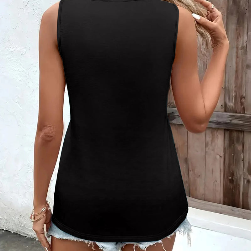 Casual Women's Sleeveless V Neck Tank Top Loose Fit Lightweight Breathable Blouse for Summer Beach Vacation Office Daily Wear