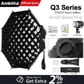 AMBITFUL Q3 Series 40/60cm Quick Release Standard SA-GD Ring Softbox For GODOX ML60 ML100 AD300PRO Video COB FlashLight