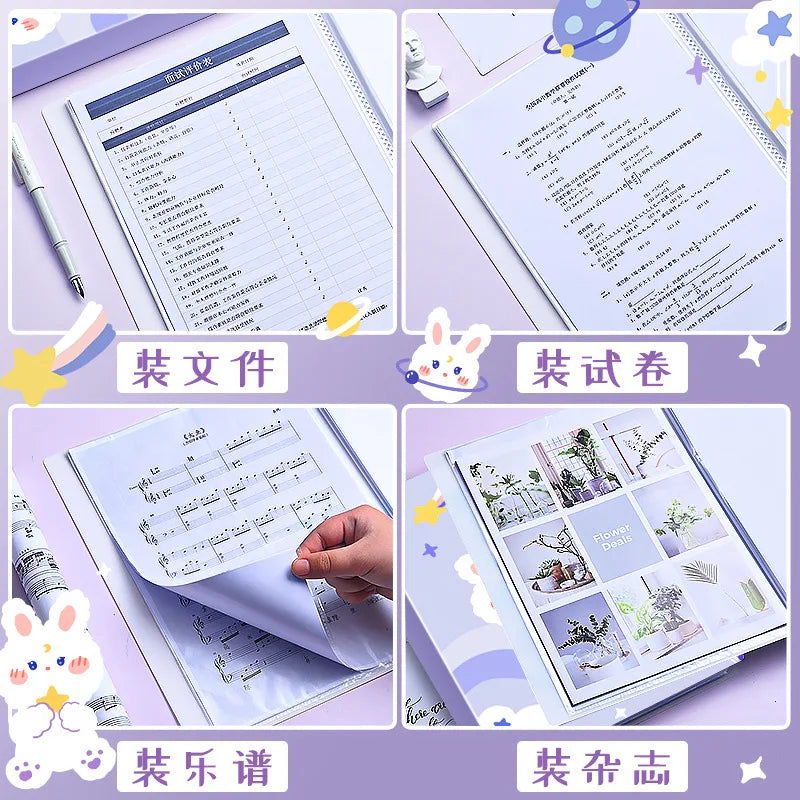 New A4 30/60 Pages Plastic Budget Binder File Folder Documents Booklet Leaflet Student Office Desk Supplies Organizer