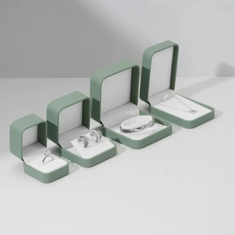 Oirlv Green Leather Jewelry Organizer Wedding Ring Box Pendant Bracelet Necklace Storage Case Gift Packaging Display Box