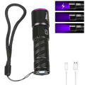 395nm UV Flashlight Zoomable Blacklight USB Rechargeable UV Light Ultraviolet Flashlight for Pet Urine Detection Curing Lighting