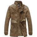Men Fashion Warm Casual Vintage Faux Leather Jacket Coat Men Winter Brand New Long Thick Fleece Windproof Warm Leather Jacket