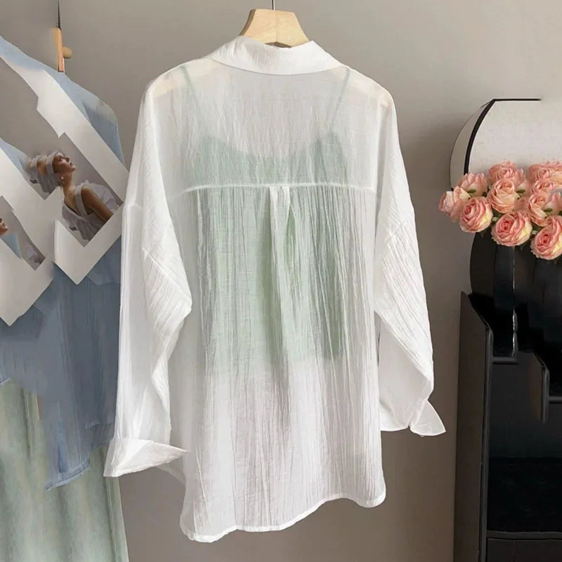Summer Sunscreen Shirt Women Elegant Perspective Thin - View 6 | SAMAG