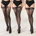 New Women's Fashion Plus Size Large Black Fishnet Lace Thigh High Stockings Non-Slip Girls Over The Knee Long Socks Female 3XXXL