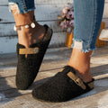 Classic Style Warm Teddy Fur Mule Clogs Woman Winter Lambswool Slide Sandals Ladies Brand Design Plush Birken Shoes