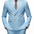 Fashion New Men's Leisure Boutique Business Banquet Solid Color Wedding Double Breasted Slim Fit Suit Blazers Jacket Pants
