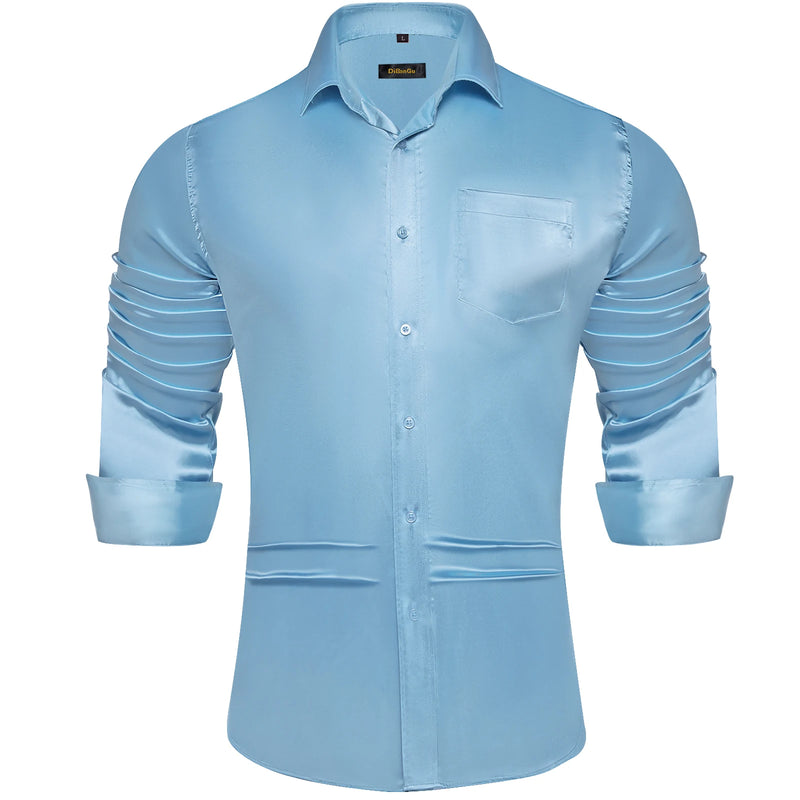 Solid Satin Shirts for Men Sage Green Black Yellow Red | SAMAG