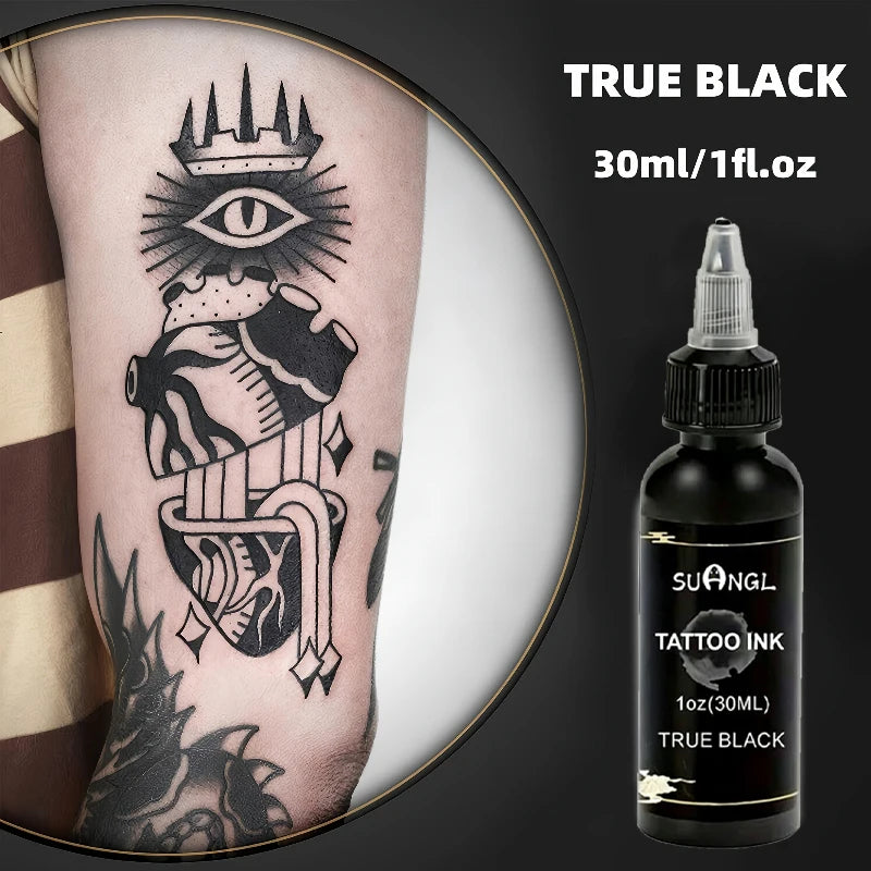 SUANGL 60ml Black Tattoo Ink Professional Tattoo Oil Ink Good Light Transmission Finely Ground Easy Shading Black Tattoo