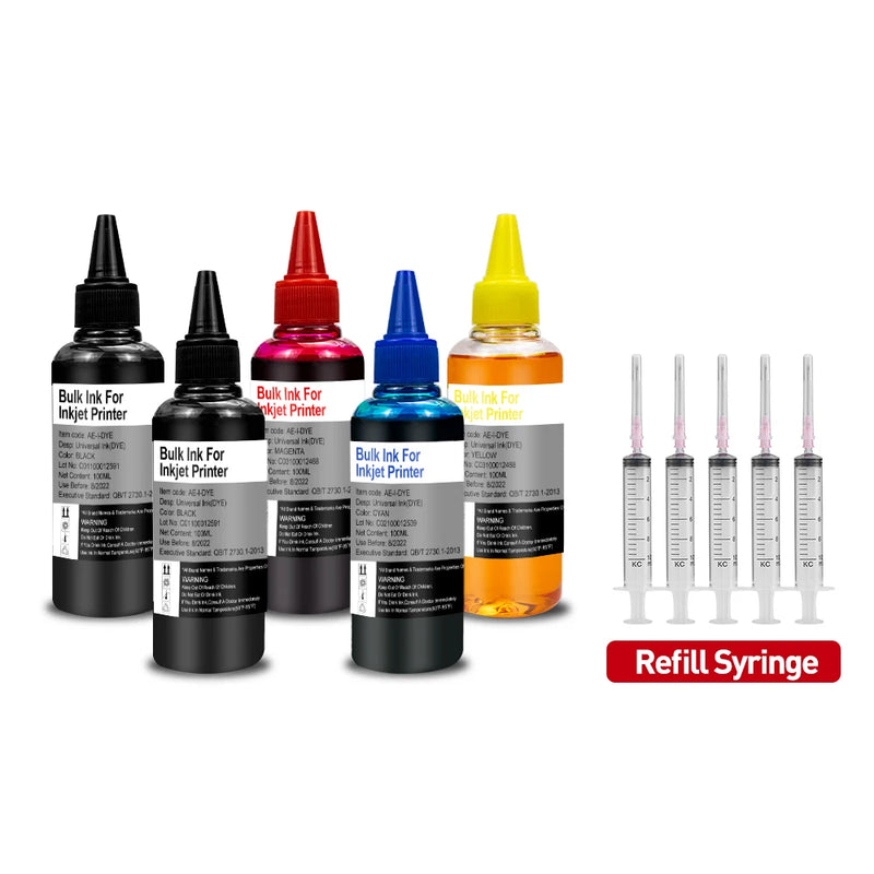Printer Refill Dye Ink Kit for HP 305 303 302 Ink Cartridges CISS Compatible for HP Canon Epson OfficeJet Deskjet Printers