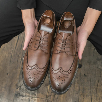 Handmade Men's Wingtip Oxford Shoes Grey Leather Brogue | SAMAG