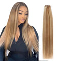 Real Beauty Platinum Blond Brazilian Straight Hair Weave Bundles 14"-28" Hight Ratio Remy Hair Extensions Brown #4 Blond P6/613#