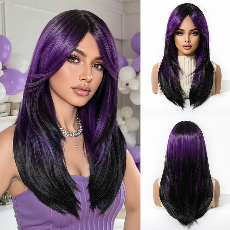 EASIHAIR Medium Length Wavy Blonde Synthetic Wig With Bangs For Women Natural Wigs Hair Heat Resistant Daily Party Cosplay Use