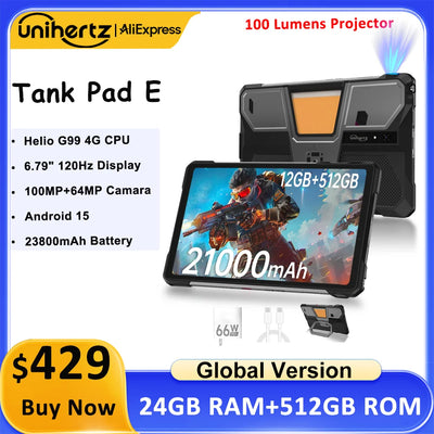 Unihertz 8849 TANK PAD E Rugged Tablet with Projector | SAMAG