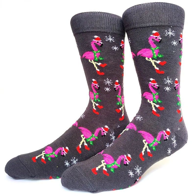 2025 New Men Christmas Socks New Year Funny Snowflake Beer Santa Claus Elk Snow Cotton Happy Socks Men Cartoon Women Sokken