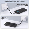 Power Bank Portable Charger with 3 Built-in Cables,Ultra Slim 10000mAh PD 3.0A USB-C Battery Pack,LCD Display 5 Outputs Travel Essentials Powerbank for iPhone 16/15/14/13/12 Series,Samsung,Android etc