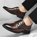Mens Brown Genuine Leather Oxford Shoes Lace Up Formal Dress Shoes Comfortable Non Slip Outsole For Business Office Wedding