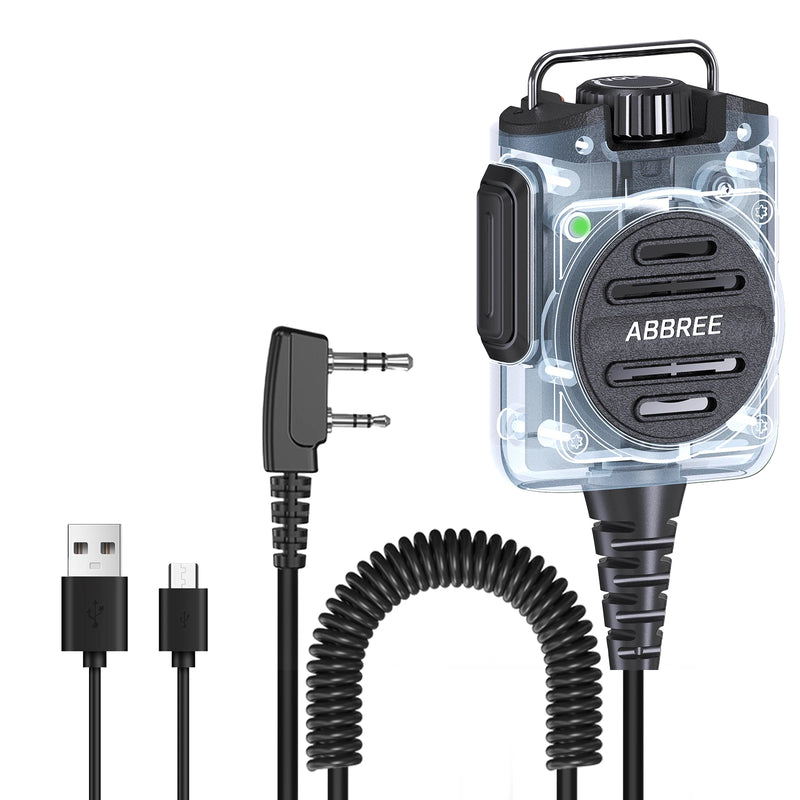 ABBREE AR-158 Rechargeable Walkie Talkie Speaker Microphone Volume Adjust Type-C Charging for Baofeng UV 5R MINI UV 21 PRO Radio