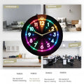 Creative 2D Flat Wall Clock Round LED Digital Display Wooden Alarm Clock Early Education Silent Electronic Color Clock Learning