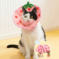 Cartoon Cat Elizabeth Collar Strawberry Bees Cat Neck Protective Circle Breathable Anti-Scratch Cat Dog Grooming Cover