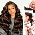 12A Body Wave Chocolate And Natural Black Pre-Separated Feather Crochet Invisible Crochet Hair Extensions Body Wave Crochet Human Hair For Women