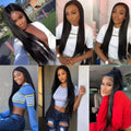 16 42 Inch Straight Lace Front Wigs Human Hair 13X4 Hd Lace Frontal Wig 250 Density Bone Straight Brazilian Human Hair Wig Straight Closure Wig for Women