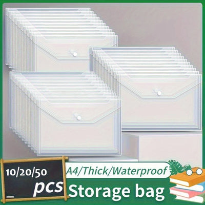 50/20/10 Packs Clear Plastic A4 File Folders with Snap | SAMAG
