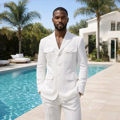 Linen Summer Safari Suits For Men Separates Blazer Pants | SAMAG
