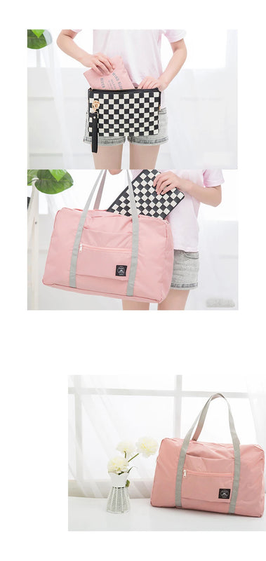 Travel Carry Bags Foldable Travel Bags Handbags Large Capacity Clothing Organizer Luggage Sorting Women Bear Pattern Duffle Bag