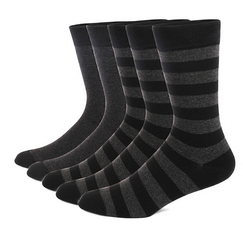 5 Pairs Men's Dress Socks stripe Plus Size， Combed Cotton | SAMAG