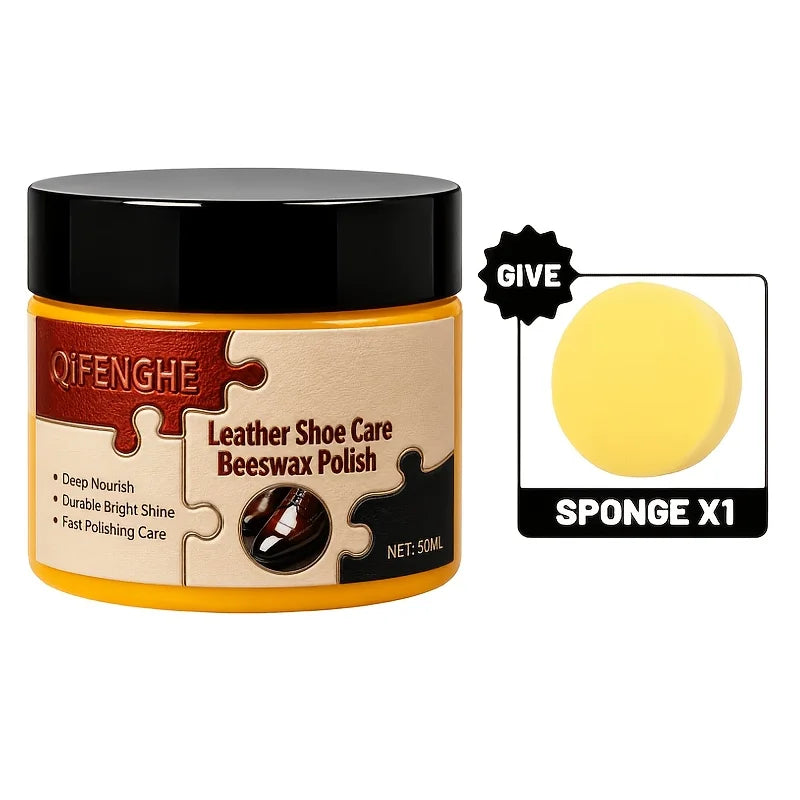 Natural Beeswax Leather Balm Portable Shoe Polish Quick Buffing for Instant Gloss Waterproof Protection Long Lasting Shine