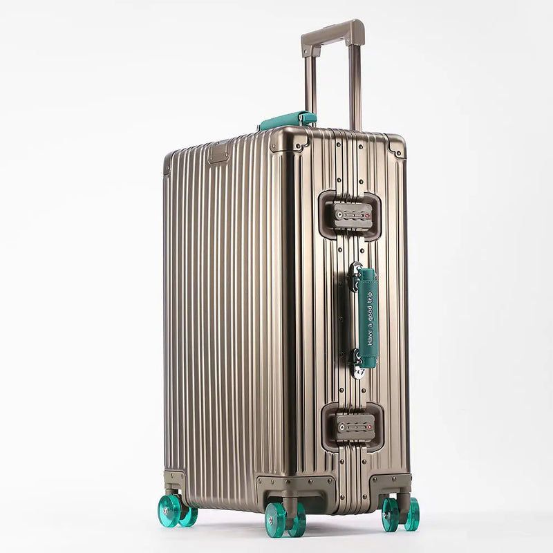 20''/24''/29'' All Aluminum-magnesium Alloy Suitcase Leather Handle Travel Case Bags Rolling Luggage with Spinner Wheel TSA Lock