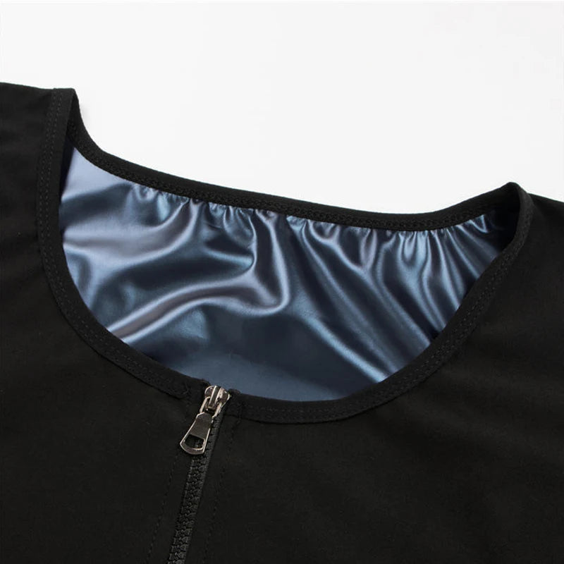 1pcs Men's Shapewear Zipper Coated Silver Vest Exercise slimming corset Compression Sweat Reducing Fat Sauna Tops Waist Trainer