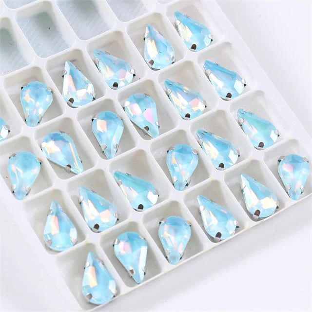8x13mm Teardrop Crystal Sew On Rhinestone With Silver - View 13 | SAMAG