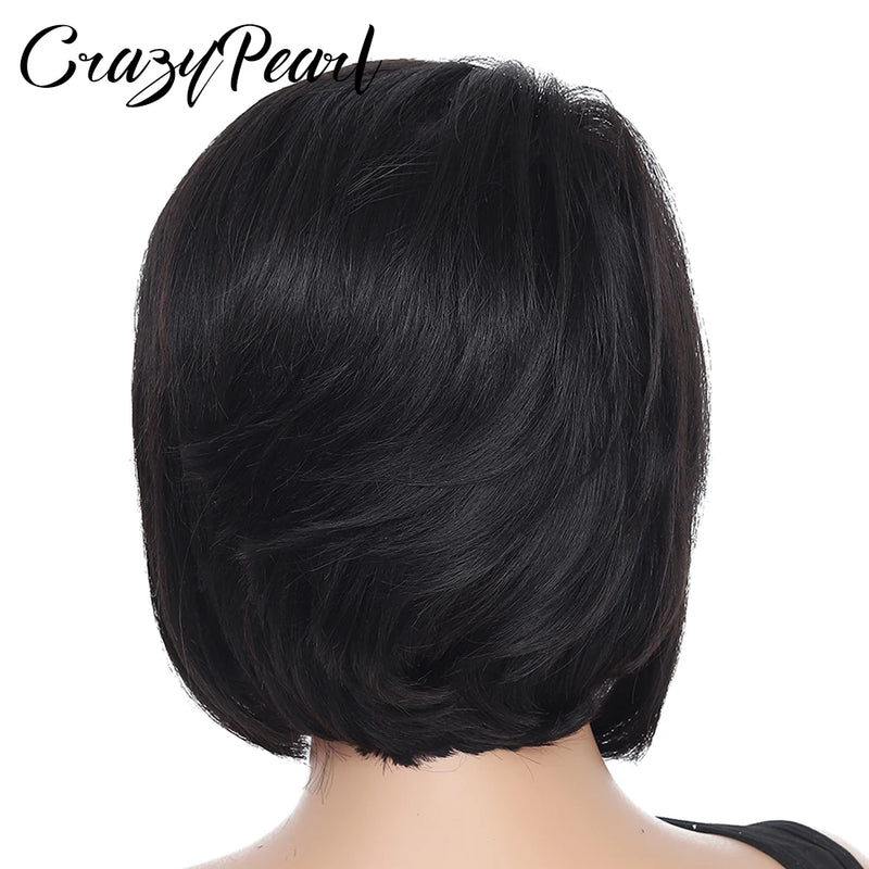 CrazyPearl Natural Color Short Lace Front Pixie Cut Wig Human Hair 13X4 Lace Frontal Wigs Short Wig Human Haair Pixie Cut Wig
