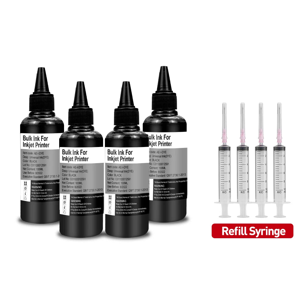Printer Refill Dye Ink Kit for HP 305 303 302 Ink Cartridges CISS Compatible for HP Canon Epson OfficeJet Deskjet Printers