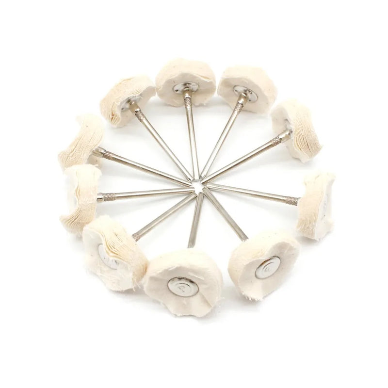 10PCS Jewelry Polishing Wheel Cloth Cotton Wool Brass Steel Wire Abrasive Brush For Rotary Tools 2.35 Shank